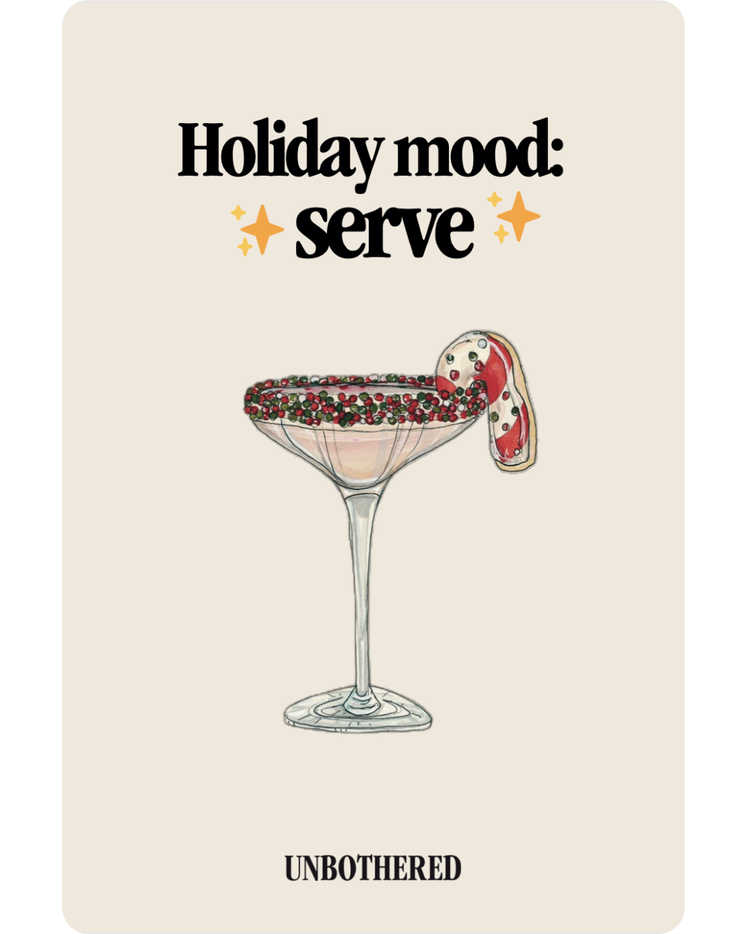 Carte “Holiday Mood: Serve ✨"